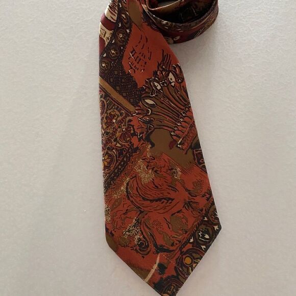 FRANCO Giannini 100% silk 4” wide necktie rust brown Italy - Picture 3 of 10